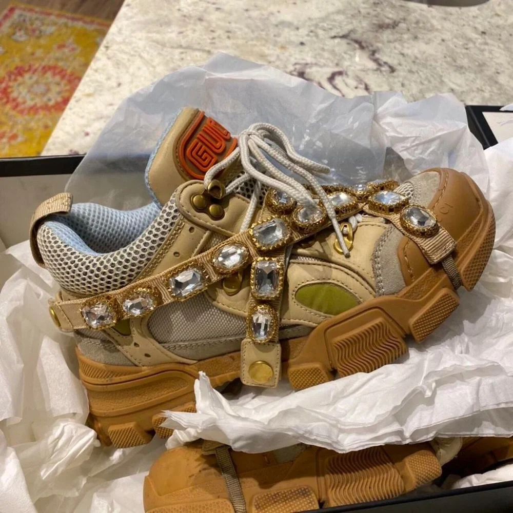 FLASHSALE ❤️‍🔥 RARE Authentic Gucci Crystal Sneakers - Picture 2 of 4